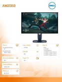 Dell Monitor AW2725D 27 cali NVIDIA G-SYNC Ultimate & AMD FreeSync Premium Pro 280Hz QHD (2560x1440)/16:9/DP/HDMI/USB/3Y AES&PPE