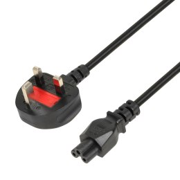 IBOX Kabel zasilający 1,8m, iBOX IKZ2UK (koniczynka) wtyczka odlewany UK, IEC320 C5, VDE, 13A