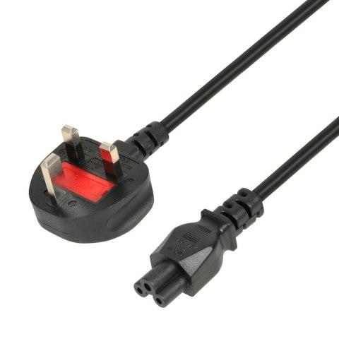 IBOX Kabel zasilający 1,8m, iBOX IKZ2UK (koniczynka) wtyczka odlewany UK, IEC320 C5, VDE, 13A