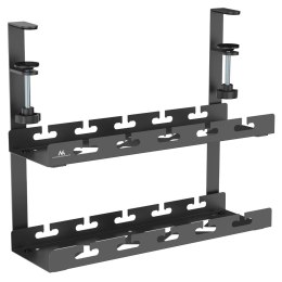 Maclean Organizer podbiurkowy na kable Maclean MC-104 B, max. obciążenie 5kg, 2 poziomy, czarny
