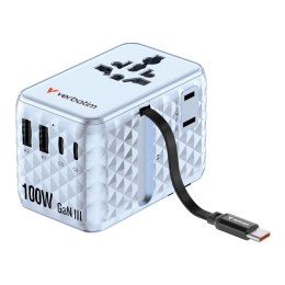 Verbatim Adapter podróżny Verbatim Charge 'n' Travel GaN III globalny 1xUSB-C PD 3.0 QC 4+ 100W, 2xUSB-C 15W, 1xUSB-A 12W niebieski