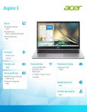 Acer Laptop Aspire 3 i5-1235U 15.6 cala FHD 16GB DDR4 512GB SSD NoOS Srebrny