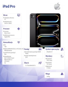 Apple IPad Pro 11 cali Wi-Fi + Cellular 2TB - Gwiezdna czerń