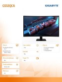Gigabyte Monitor 31.5 cala GS32QCA GAMING VA QHD 180Hz DP HDMI