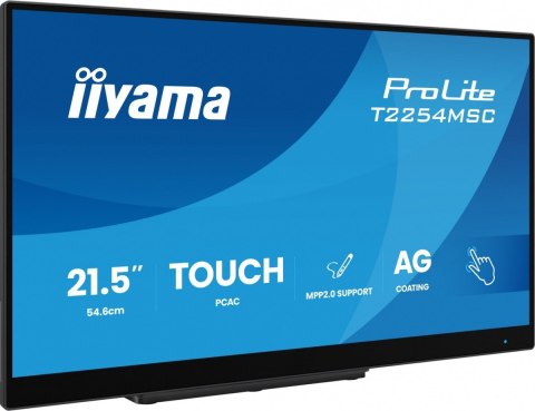 IIYAMA Monitor 21.5 cala T2254MSC-B2AG POJ.10PKT., IPS, POWŁOKA AG, 300cd, FHD, HDMI, DP, 2xUSB, 7H