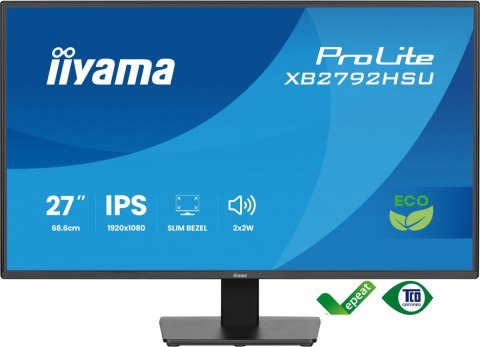 IIYAMA Monitor 27 cali X2792HSU-B1 IPS,FHD,HDMI,DP,120Hz,350cd,4ms, cienkie ramki, 1500:1, ErP B, USB HUBx2