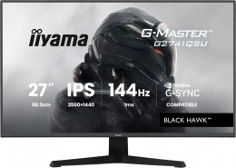 IIYAMA Monitor 27 cali G2741QSU-B1 IPS,QHD,144Hz,1ms,2xUSB Adaptive G-SYNC,HDMI,DP,350cd,