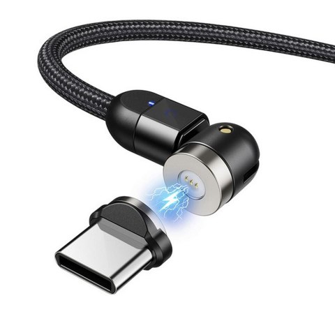 Maclean Kabel USB 2.0 Maclean MCE475 magnetyczny USB C kątowy 2m czarny