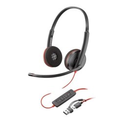 Poly Słuchawki z mikrofonem Poly Blackwire 3320 Stereo USB-C + adapter USB-C/A czarne