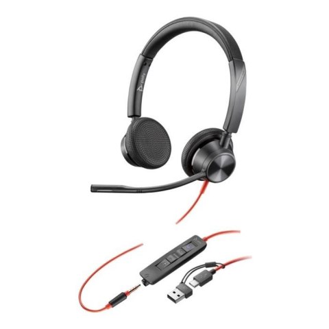 Poly Słuchawki z mikrofonem Poly Blackwire 3325 Stereo Microsoft Teams USB-C Headset + 3,5mm jack + adapter USB-C/A