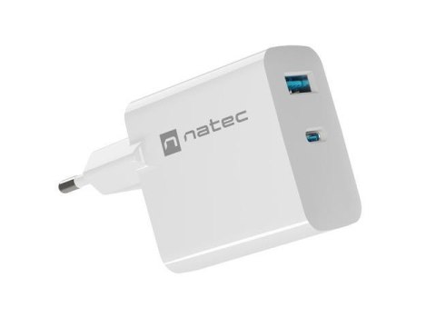 Natec Ładowarka sieciowa, Ładowarka do laptopów Natec Ribera Gan 1x USB-A + 1x USB-C 65W biała