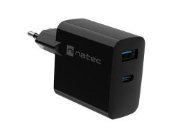 Natec Ładowarka sieciowa, Ładowarka do laptopów Natec Ribera Gan 1x USB-A + 1x USB-C 65W czarna