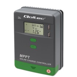 Qoltec Regulator ładowania MPPT Qoltec solarny z czujnikiem temperatury 10A | 12V / 24V | LCD | 2 x USB | Bluetooth | APP | GEL | LiFeP