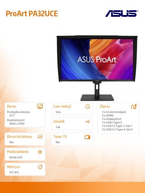 Asus Monitor 32 cale PA32UCE ProArt 4K IPS HDMI*2 DP*2 USB-C