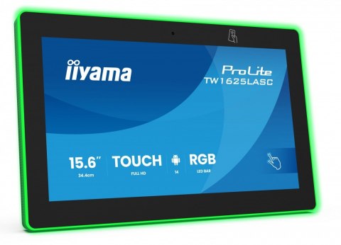 IIYAMA Monitor 16 cali TW1625LASC-B3PNR ANDROID 14,FHD,10PKT,450cd,2x2W, 4xUSB, 1xUSB-C,RJ45, MIC, RK3567, 4/32GB, LED lightbar, iiS