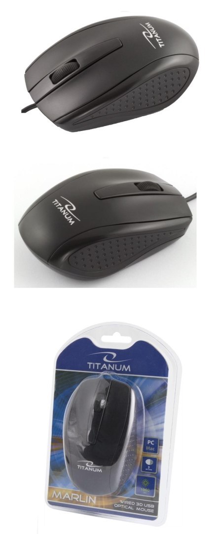 Titanum Mysz przewodowa Titanum 3D MARLIN TM110K optyczna czarno
