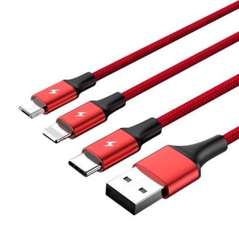 Unitek Kabel USB 2.0 Unitek C4049RD, 3w1 USB - USB typ C/microUSB/Lightning, 1,2m