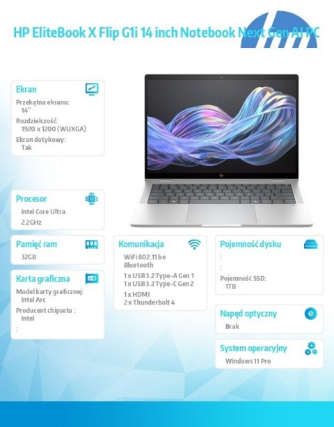 HP Inc. Notebook EliteBook X Flip G1i U7 268V 1TB/32GB/W11P/14 B9ZX6ET