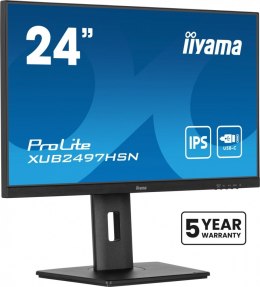IIYAMA Monitor 24 cale XUB2497HSN-B2 IPS, USB-C Dock, HDMI, DP, 300cd, Pivot, HAS /5y/