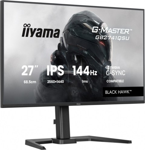 IIYAMA Monitor 27 cali GB2741QSU-B1 IPS,QHD,144Hz,1ms,2xUSB, Adaptive G-SYNC,HDMI,DP,350cd, HAS (150) PIVOT