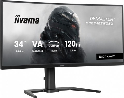 IIYAMA Monitor 34 cale G-Master GCB3482WQSU-B1,VA,UWQHD,120HZ,1500R, HDR400, 21:9, 500cd,2x5W, USB-c