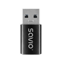 Savio Adapter USB-C 3.1 (F) Savio AK-81 USB-A 3.1 (M), Czarny