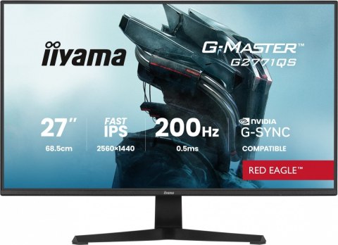 IIYAMA Monitor 27 cali G2771QS-B1 QHD,Fast IPS,DP,2xHDMI,200Hz, 350cd,Adaptive G-SYNC - 2560 x 1440 @48-200Hz DisplayPort On