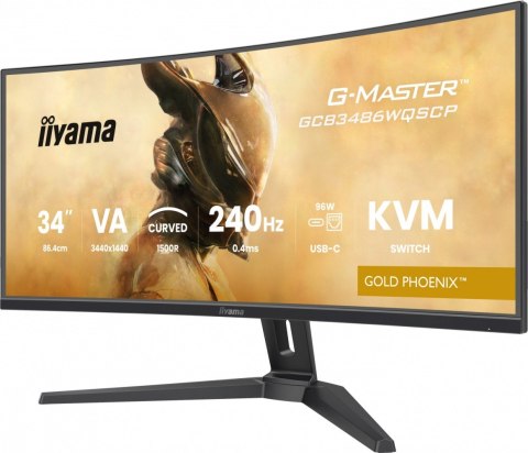 IIYAMA Monitor G-Master 34 cale GCB3486WQSCP-B1,VA,UWQHD,240HZ,0.4ms,1500R,HDR400,500cd,21:9,HDMI (2.1), USB-C dock 95W, RJ45, 2x5W, KV