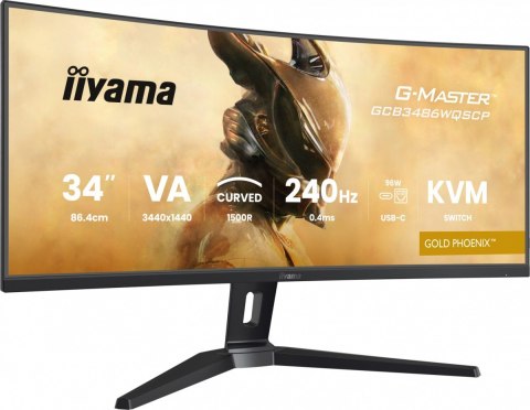 IIYAMA Monitor G-Master 34 cale GCB3486WQSCP-B1,VA,UWQHD,240HZ,0.4ms,1500R,HDR400,500cd,21:9,HDMI (2.1), USB-C dock 95W, RJ45, 2x5W, KV