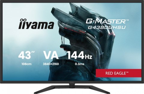 IIYAMA Monitor G-Master 42.5 cala G4380UHSU-B2 4K,VA, 2xHDMI 2.1, 2xDP, 0,3ms, 144Hz, 550cd, 4000:1, USB HUBx4, 2x7W