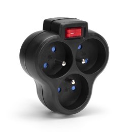 Montis Rozgałęźnik sieciowy MONTIS MT150-BK potrójny z wyłącznikiem czarny