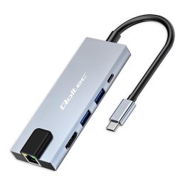 Qoltec Hub Qoltec USB-C 5w1 | USB-C PD 100W | 2xUSB | HDMI 4K | RJ45