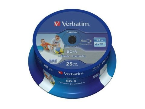 Verbatim Płyty BD-R SL Datalife 25GB* 6x Wide Inkjet Printable (cake 25)
