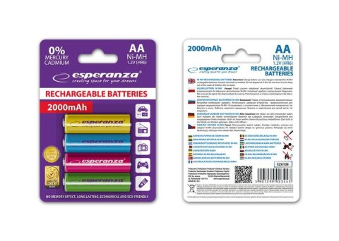 ESPERANZA Akumulatorki AA Esperanza 2000mAh 4szt. mix kolorów