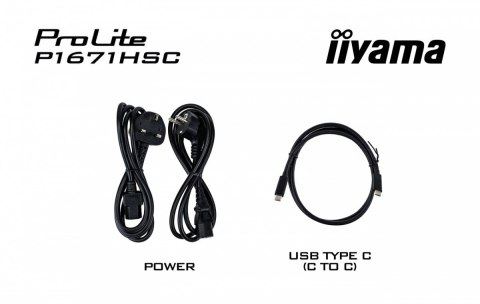 IIYAMA Monitor 15.6 cala P1671HSC-B1 IPS,FHD,miniHDMI,2xUSBC,250cd,8ms,2x1W, 0,7kg