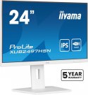IIYAMA Monitor 24 cale XUB2497HSN-W2 IPS, USB-C Dock, HDMI, DP, 300cd, Pivot, HAS, biały /5y/