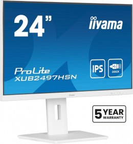 IIYAMA Monitor 24 cale XUB2497HSN-W2 IPS, USB-C Dock, HDMI, DP, 300cd, Pivot, HAS, biały /5y/