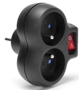 Montis Rozgałęźnik sieciowy MONTIS MT148-BK podwójny z wyłącznikiem czarny