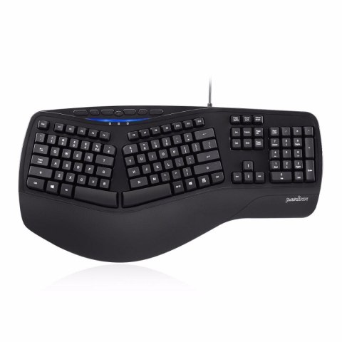 Perixx Klawiatura przewodowa Perixx PERIBOARD 312 Backlit, Podświetlana, Ergonomic, 2x hub USB, czarna