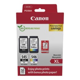 Canon Zestaw tuszy Canon PG-545XL Black 15ml 400 str./CL-546XL Color 13ml 300 str. + papier fotograficzny glossy 50 arkuszy (8286B011)