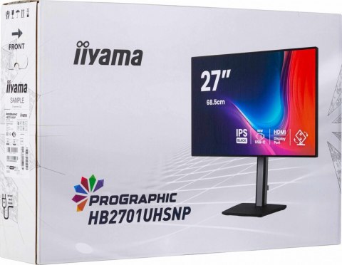IIYAMA Monitor 27 cali ProGraphic HB2701UHSNP-B1 4K,IPS BLACK 2.0,450cd,VESA USB-c dock(PD:96W),HDMI,DP,DAISY/CHAIN,4xUSB,RJ45,3000:1,s