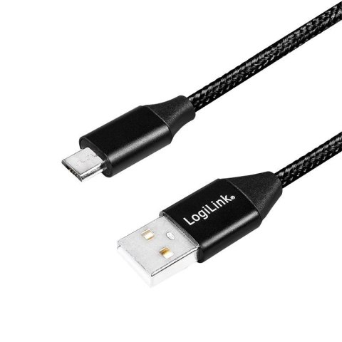 LogiLink Kabel USB 2.0 LogiLink CU0143 USB A - micro USB B, M/M, czarny 0,3m