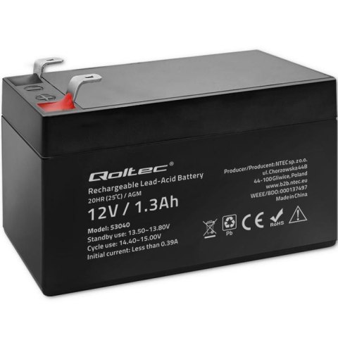 Qoltec Akumulator AGM Qoltec 12V | 1.3Ah