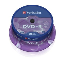 Verbatim Płyty DVD+R Verbatim 16x 4.7GB Matt Silver (cake 25)