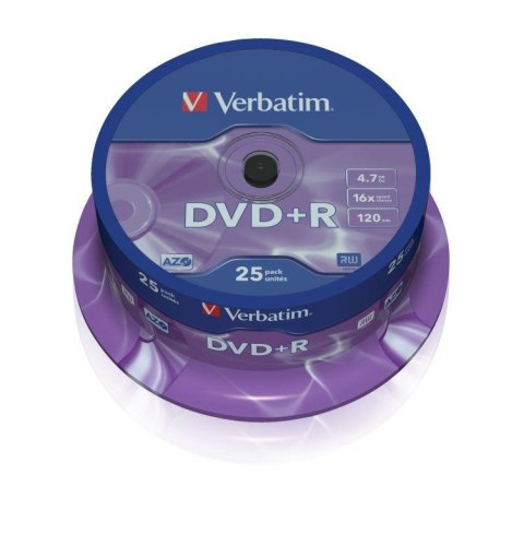 Verbatim Płyty DVD+R Verbatim 16x 4.7GB Matt Silver (cake 25)