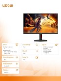 AOC Monitor 27 cali U27G4R Fast IPS 4K 160Hz HDMI DP Pivot
