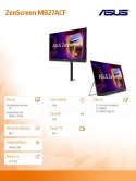 Asus Monitor 27 cali MB27ACF ZEN SC IPS QHD100Hz USB-C HDMI