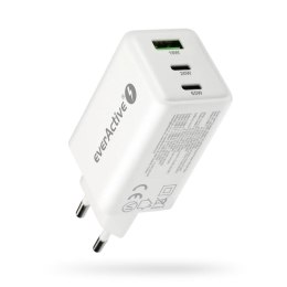 Everactive Ładowarka sieciowa everActive GaN SC-655Q 1x USB, 2x USB-C PD PPS QC4+ 65W biała
