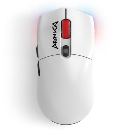 MONKA Mysz bezprzewodowa Monka GURU optyczna 26000dpi 2.4 GHz + Bluetooth biała AKUMULATOR 6 przycisków gaming PixArt PAW3395 Kailh