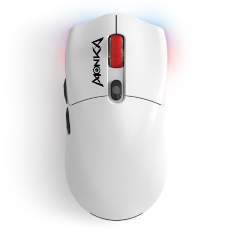 MONKA Mysz bezprzewodowa Monka GURU optyczna 26000dpi 2.4 GHz + Bluetooth biała AKUMULATOR 6 przycisków gaming PixArt PAW3395 Kailh